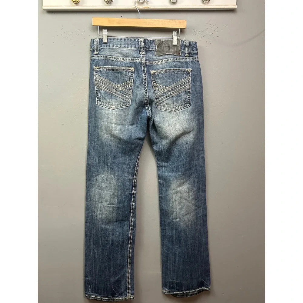 Men's Straight Jeans - Faded Blue Washed Denim